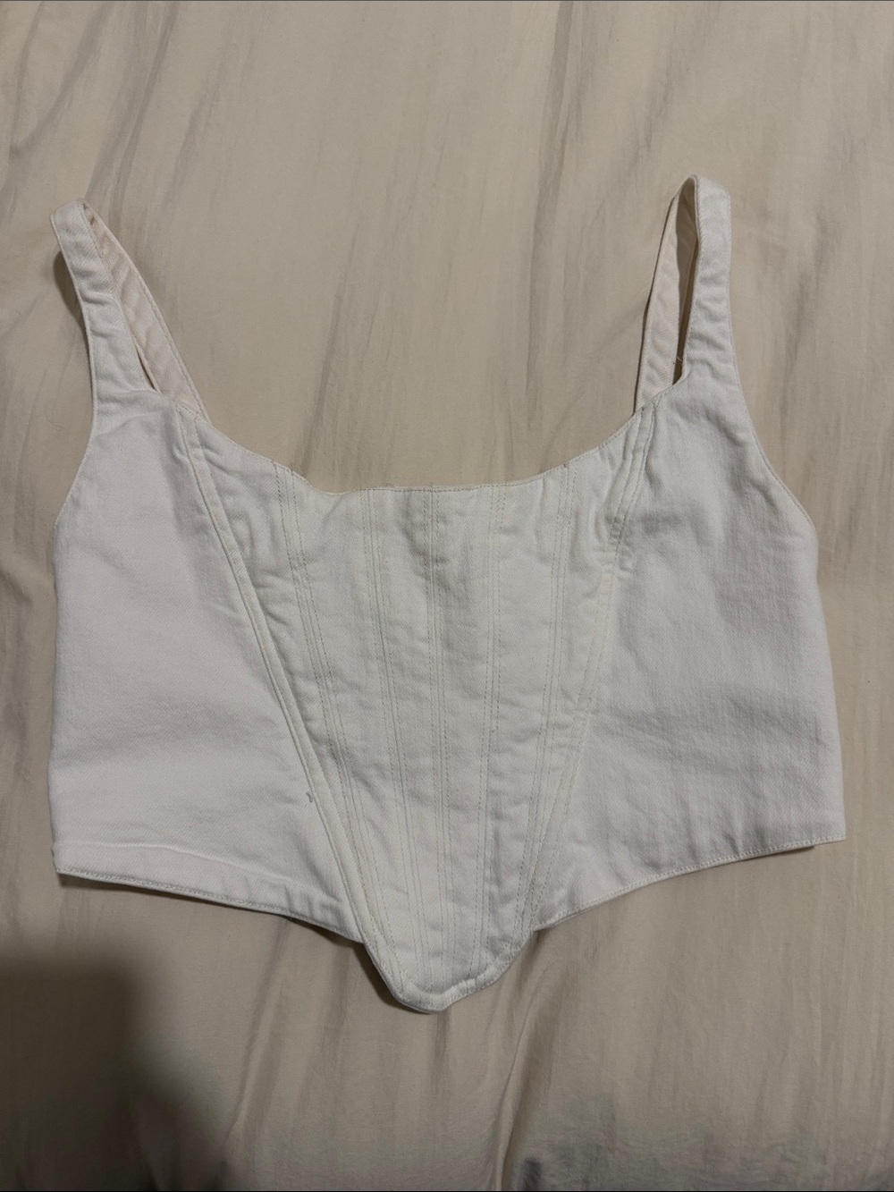Zara White Corset-Style Crop Top